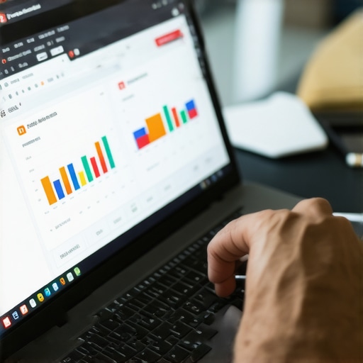 Person reviewing local SEO analytics on a laptop with Google My Business dashboard