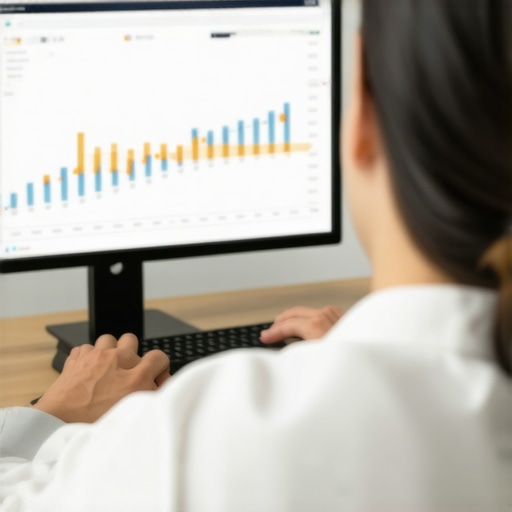 Business owner reviewing local SEO performance on a computer.