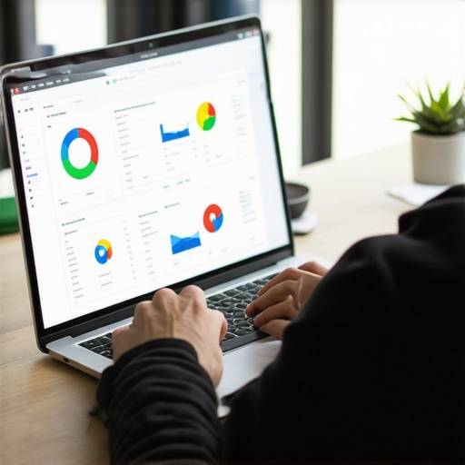 Person reviewing Google My Business insights on a laptop