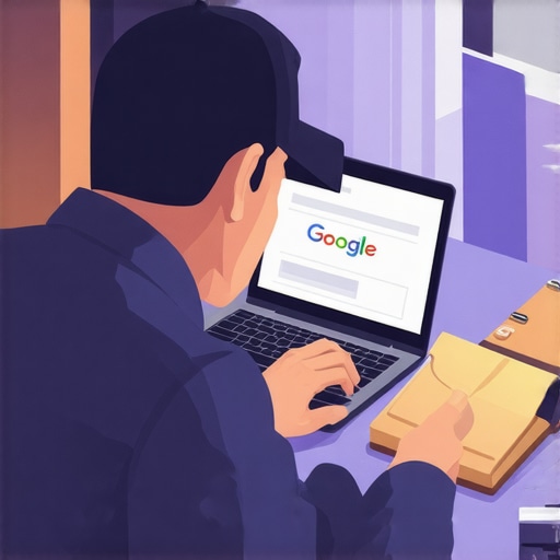 Business owner updating Google My Business profile on laptop in urgent situation.