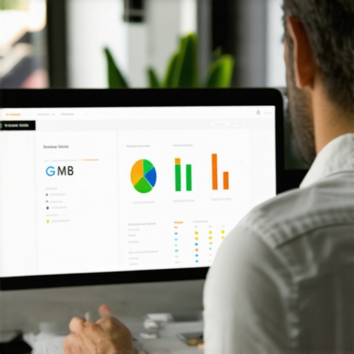 Analyzing Local SEO Tools for GMB Maintenance Person reviewing analytics dashboard on computer for Google My Business performance