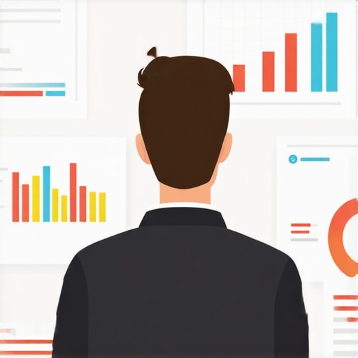 Business owner examining digital dashboard with local SEO metrics.