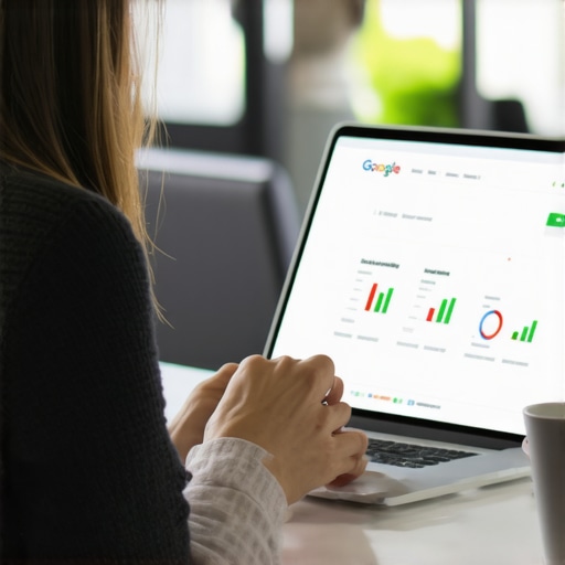 A person analyzing business profile data on a laptop for SEO recovery