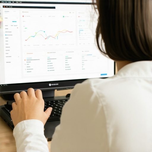 Person analyzing Google My Business dashboard to fix ranking issues.
