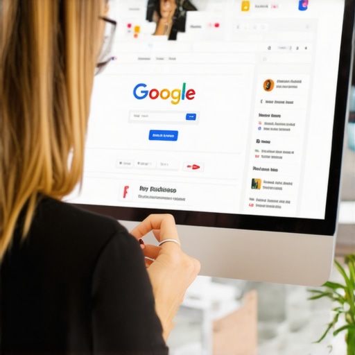 Fixing GMB Profile Quickly Person repairing Google My Business profile on laptop in SEO work setting.