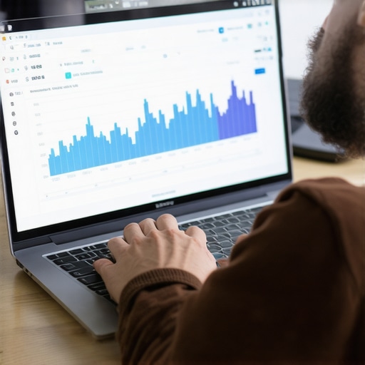 Using Analytics Tools for GMB Maintenance A person analyzing local SEO performance metrics on a computer with charts and graphs.