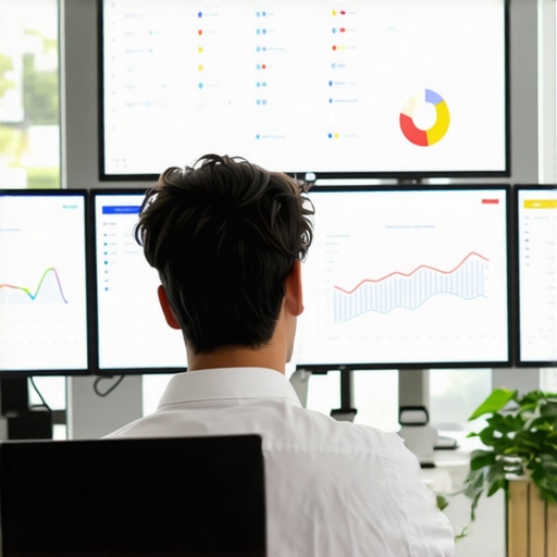 Digital marketer reviewing GMB analytics on screens for immediate ranking improvements.