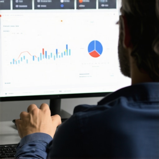 Person reviewing local SEO metrics on a laptop for Google My Business optimization