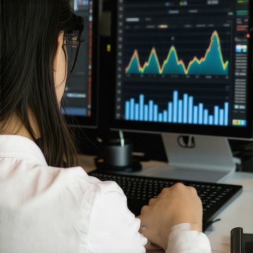Person analyzing local search rankings on a computer monitor with charts and graphs