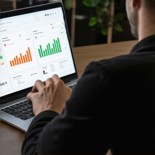 Effective Local SEO Tools in Action Person analyzing local SEO metrics on a laptop for GMB ranking maintenance