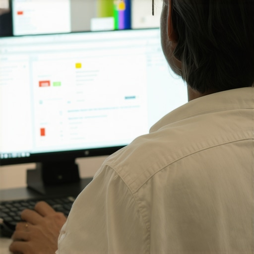 Business owner analyzing local SEO data on a computer screen.