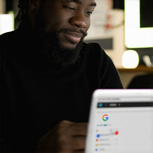 Optimized GMB Profile for Quick Recovery Business owner analyzing and updating their Google My Business profile on a laptop.