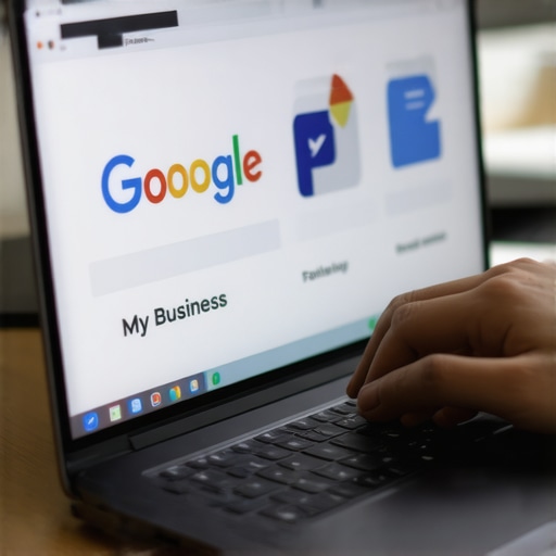 Person making profile updates on a laptop focused on GMB