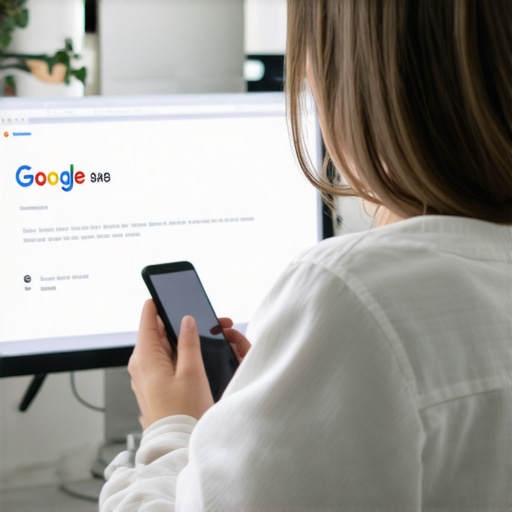 A person rapidly working on a Google My Business profile on a laptop and smartphone