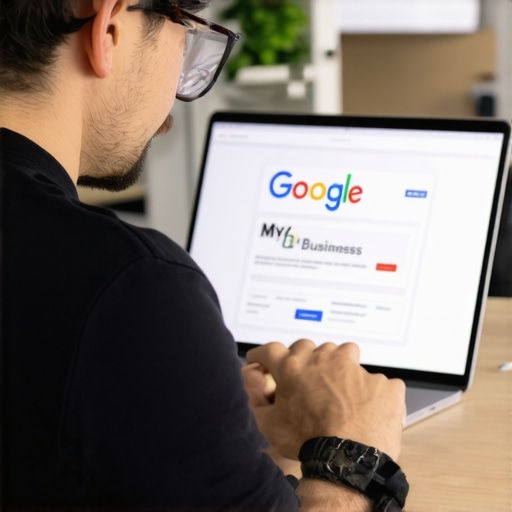 Updating GMB Profile Business owner editing Google My Business profile on laptop