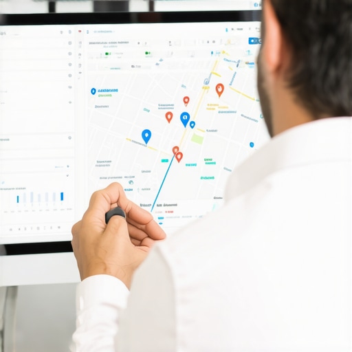 Person analyzing Google My Business profile data on a computer during a local SEO crisis.