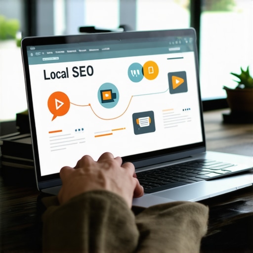 Person working on local SEO strategies using a laptop.