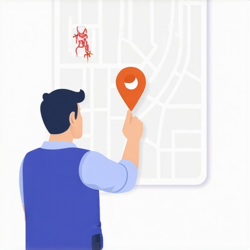 Technician adjusting a digital map pin, symbolizing correction of map location in local SEO emergency