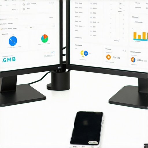 GMB Management Tools in Action A workspace with analytics dashboards for local SEO and GMB monitoring.
