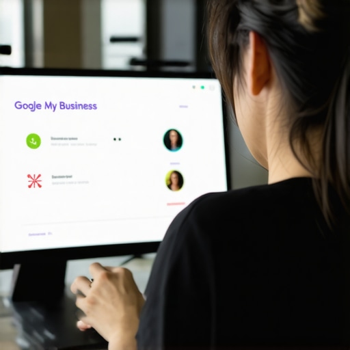 Business owner reviewing GMB profile checklists on a computer screen.