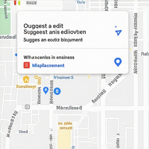 Google Map screen showing 'Suggest an Edit' option for fixing business location