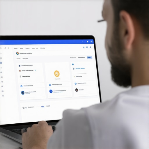 Business owner troubleshooting Google My Business profile on laptop screen