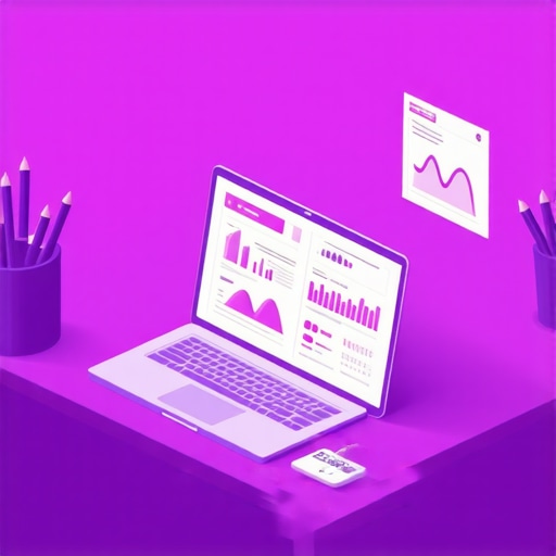 Laptop showing local SEO analytics dashboard with citation and rank tracking software.
